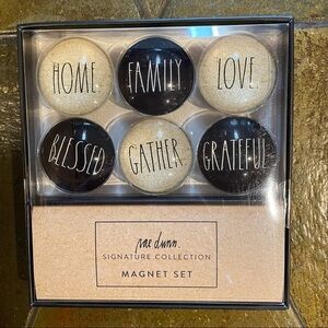 Rae Dunn HOME FAMILY LOVE BLESSED GATHER GRATEFUL 6 Piece Magnet Set BRAND NEW
